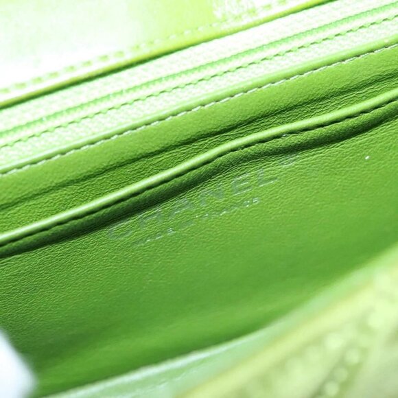 CHANEL Mini Matelasse 20 Single Flap Chain Bag Velor Green CC Auth 115601A - Picture 10 of 16